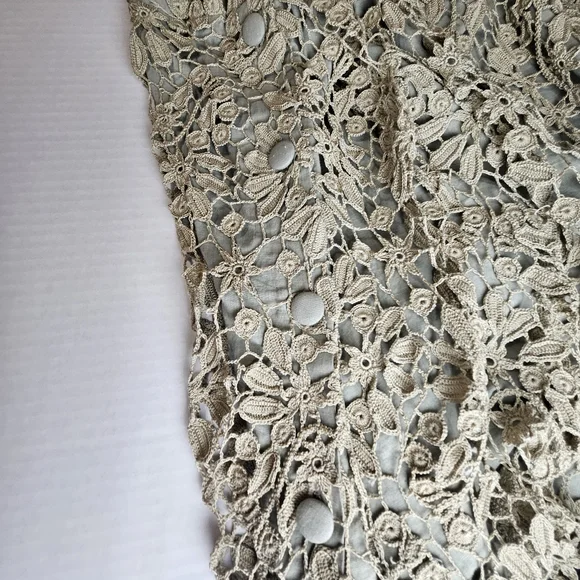 LIM'S Women Delicate Taupe Crochet Maxi Dress Size Large - Picture 9 of 15